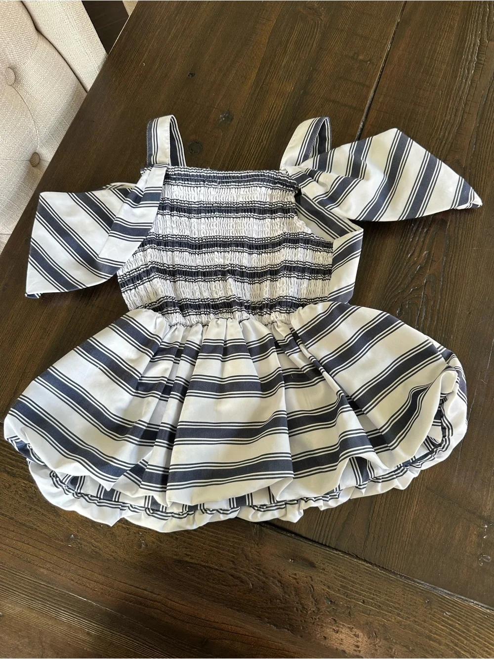 Habitual White and Navy Striped Peplum Top